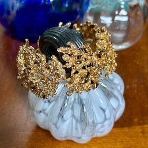 Vintage Napier Gold Tone Coral Nugget Bracelet - Rare Book Piece